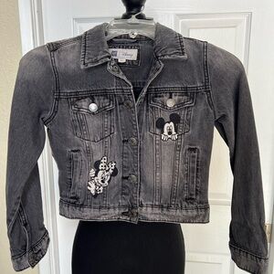 GAP Kid’s Girl’s Minnie & Mickey Disney Black Stone washed Denim Jacket. size M